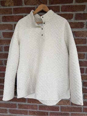 Duluth Trading Co.  Quilted Cream Pullover Snap-Neck Sweatshirt.  XL